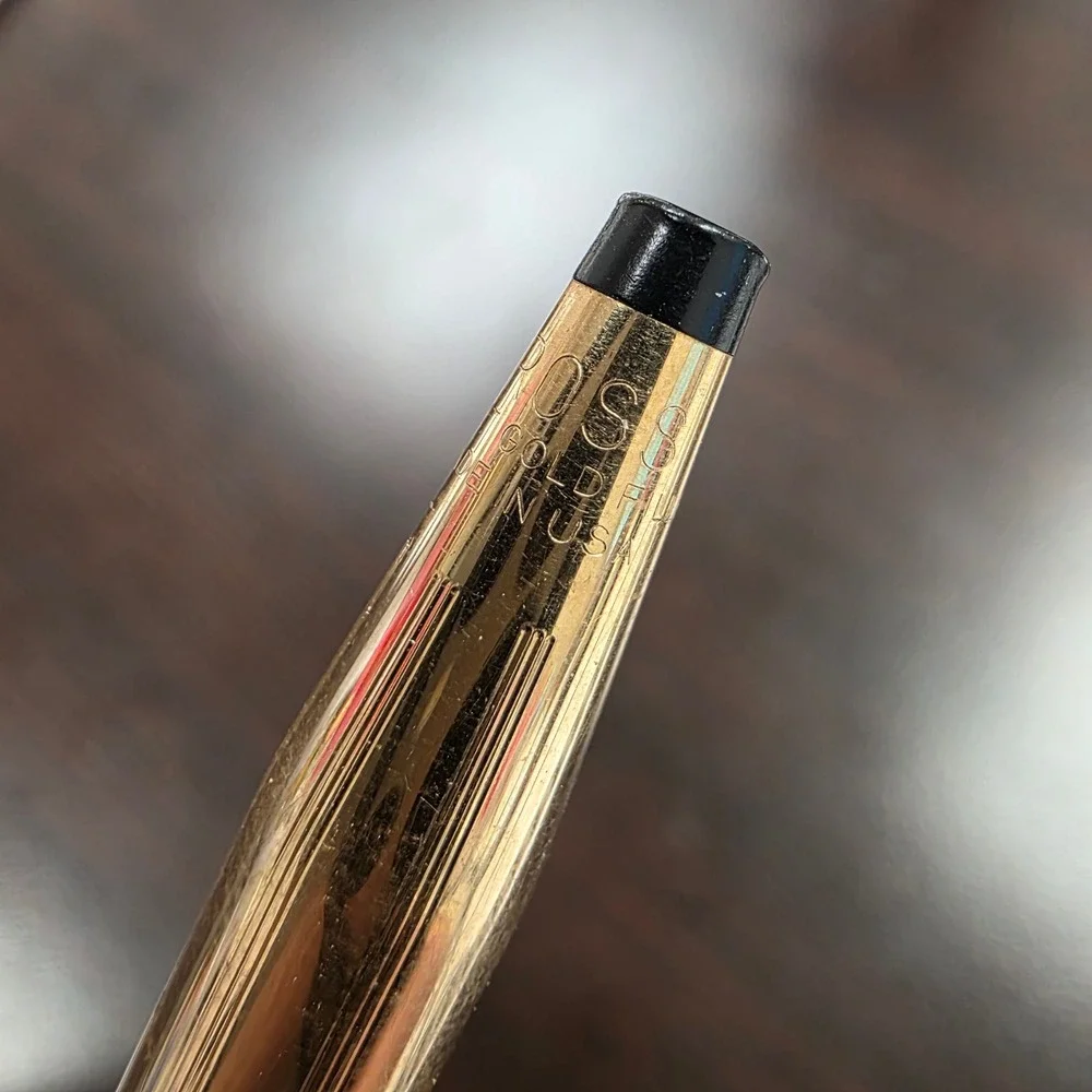 Cross 14KT Gold Filled Ballpoint Pen Vintage Pinstripe Made in USA 1/20 14K